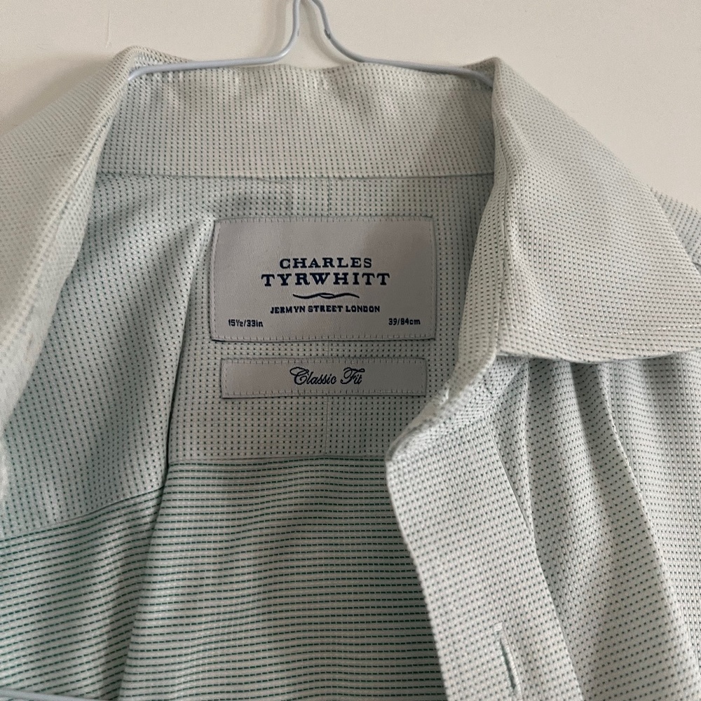 Charles Tyrwhitt Green Dot Dress Shirt 15.5/33 Classic Fit